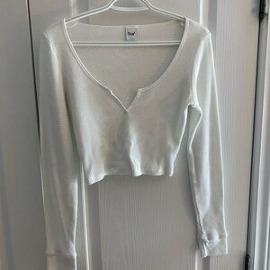 TNA White Ribbed Long Sleeve Top